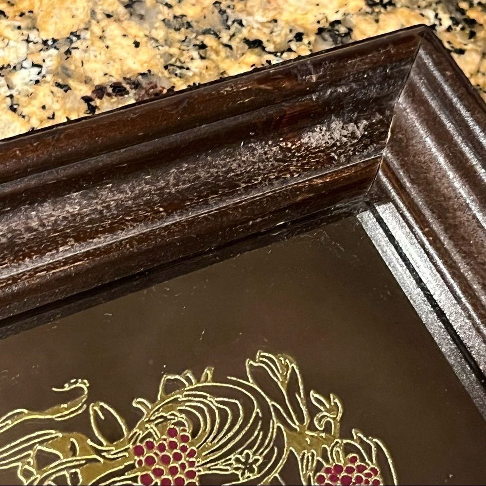 Vintage Lucid Lines “The Wine Cellar” Grecian Mirror Graphic 1970s Gold Burgundy - Picture 11 of 13